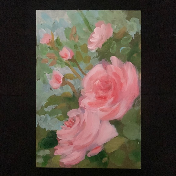 Acrylic artwork. Roses painted on wooden panel 10cm x 15cm x 2mm - Picture 3 of 4